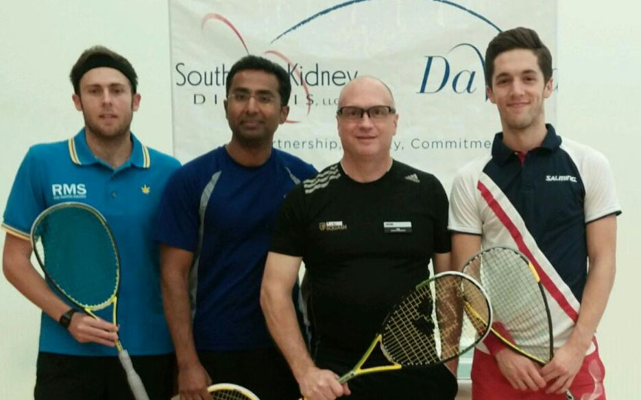 Sponsor Clyde Mendonca of Southwest Kidney with Lee Knox Tournament Director and semi finalists Ryan Cuskelly & Ben Coleman. (image: Phoenix Open)