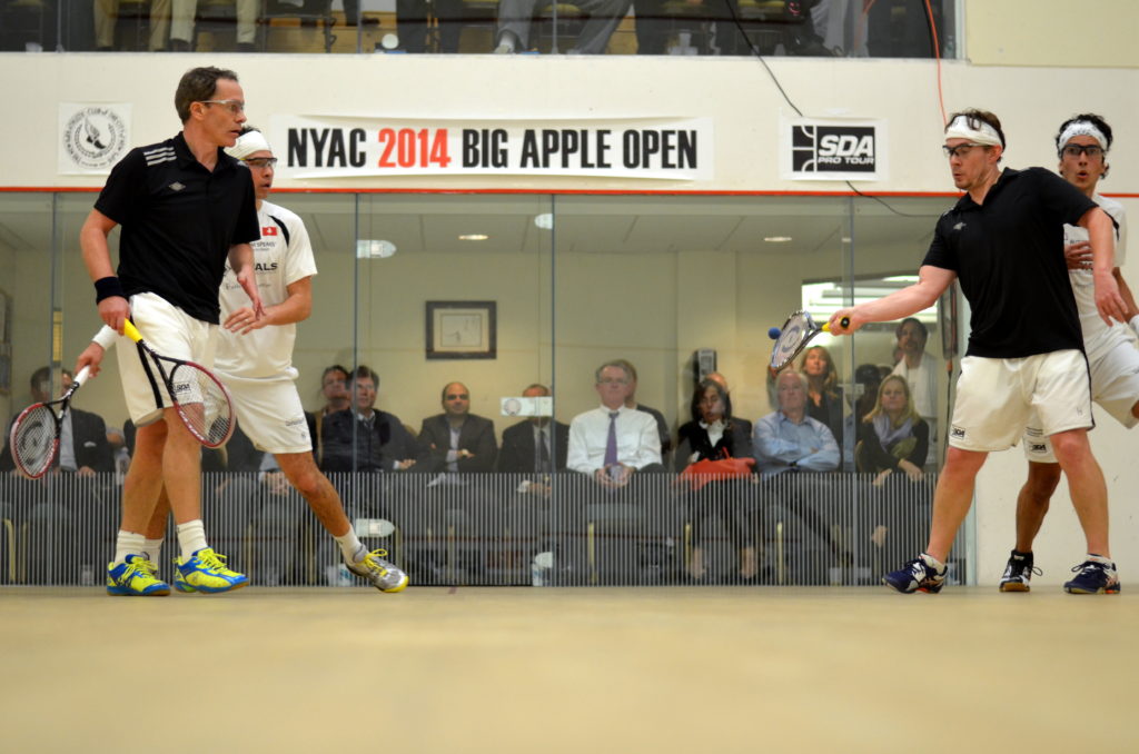 Tompkins Cup top seeds Clive Leach (L) and John Russell (R) upset world No. 1's Damien Mudge & Ben Gould on their way to the 2014 Big Apple Open Title. 