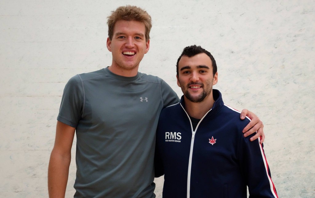 Chris Hanson (R) with his first-round opponent, Mark Broekman. (image: New Mexico Squash)
