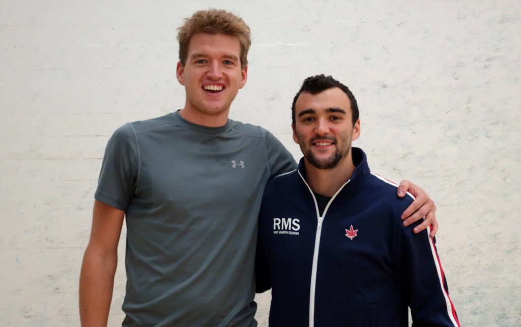 Chris Hanson (R) with his first-round opponent, Mark Broekman. (image: New Mexico Squash)