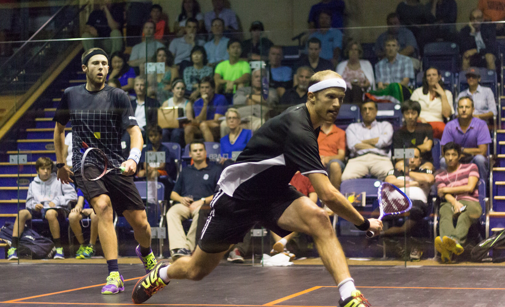 Coppinger (R) and Cuskelly in the Charlottesville Open final. (image: Virginia Squash)