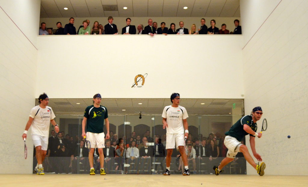 The 2014 PDC Cup final. L-R: Yvain Badan, Ben Gould, Manek Mathur, Damien Mudge. 