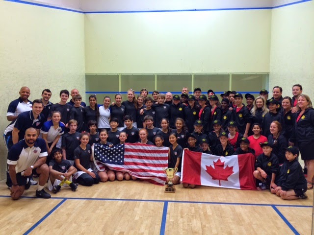 Team USA and Canada at White Oaks' squash facility. 
