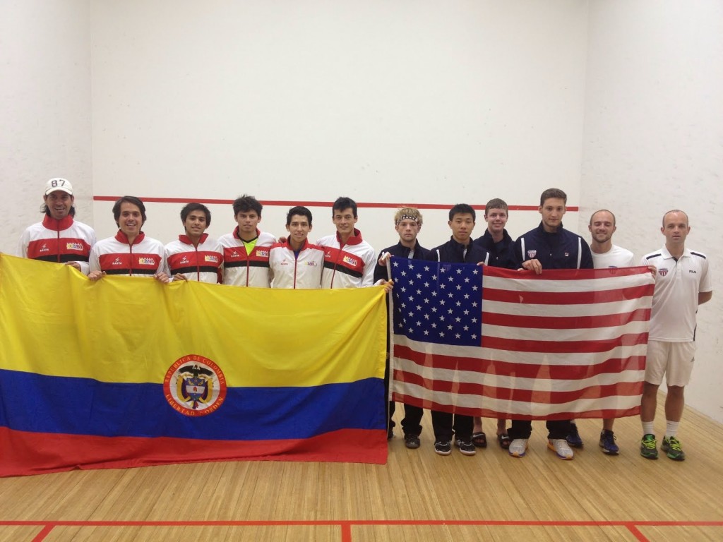 Team USA and Team Colombia before their match,  Tuesday