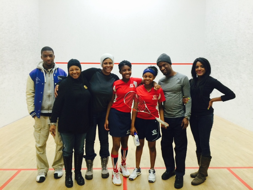 All smiles as family and friends support Nina (center left) and Ajayla (center right)