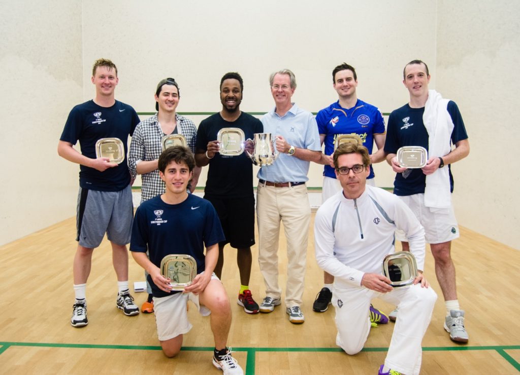 The Union Club team led by Ed Shugrue and Andrew Fink brought home top honors at the StreetSquash Cup with the help of Squash pro Bradley Ball and StreetSquasher Raheem Logan. (from left to right, top: Brian Cady, Kimlee Wong, Raheem Logan, Ed Shugrue, Eric Bedell, Bradley Ball bottom: Valentin Quan Miranda, Ignacio Bru (Image: Rob White)