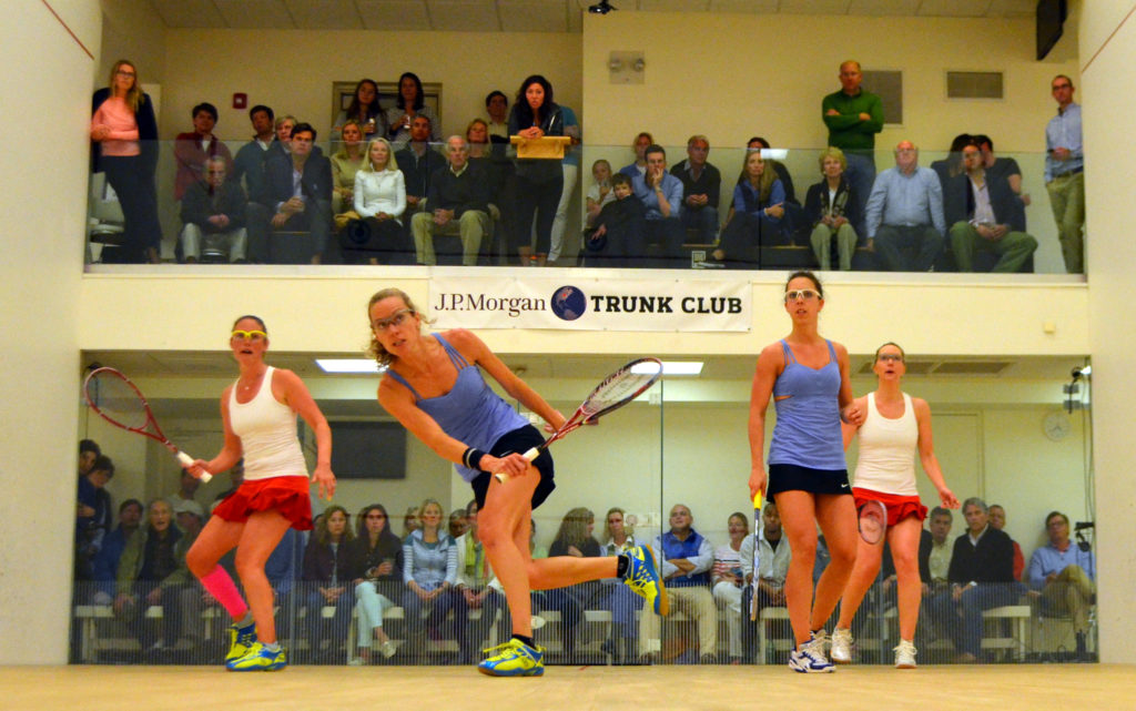 The 2015 World Doubles final, l-r: Carrie Hastings, Victoria Simmonds, Georgina Stoker, Suzie Pierrepont.