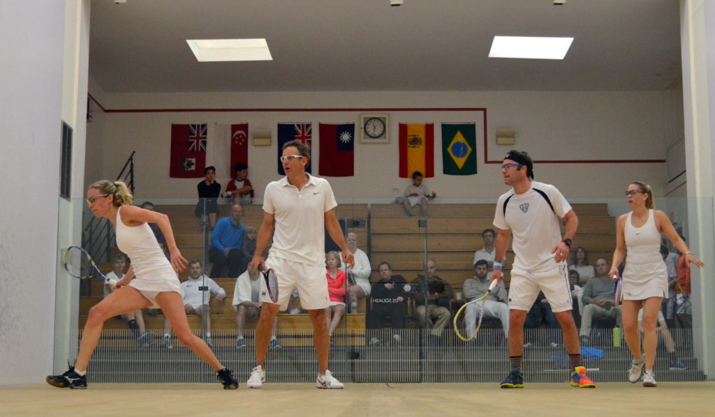 The 2017 Mixed Doubles Open final (l-r): Victoria Simmonds, Ed Garno, Dave Rosen, Narelle Krizek.
